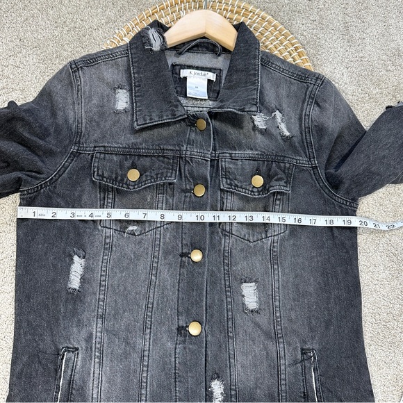 K. Jordan Women’s Cotton Long Destructed Jean Jacket Dress in Black Wash M - Picture 13 of 13
